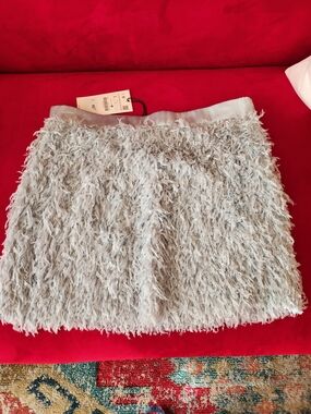 Zara Light Sage Green Faux-Fur Mini Skirt